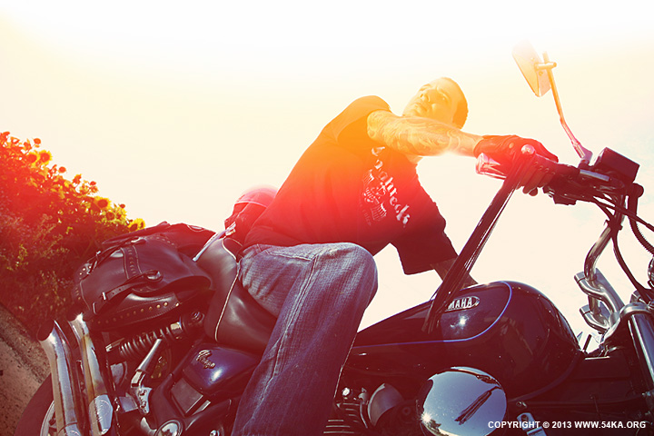 Tattooed Biker Man   Sunset Rider Motorcycle photography portraits other top rated featured  Photo