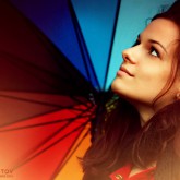 Rainbow umbrella girl portrait