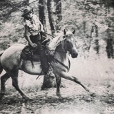 Cowboy Woman Riding in The Forest