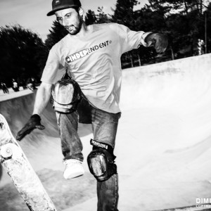 Skateboard trick in motion