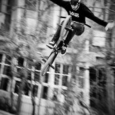 BMX biker flying jump