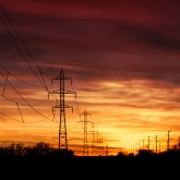 Electrical towers sunset