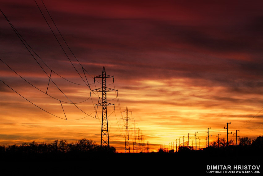 Electrical towers sunset photography landscapes featured  Photo