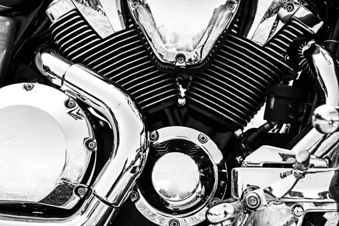 Chromed V-Twin cylinder engine head on a Motorcycle - 54ka [photo blog]