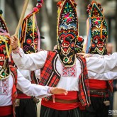 Traditional Kukeri players – customary traditional Bulgarian games
