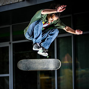 Skate boarder jump – board flipping