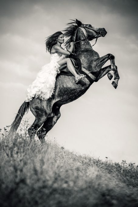 Woman In Dress Riding Chestnut Black Rearing Stallion 54ka Photo Blog