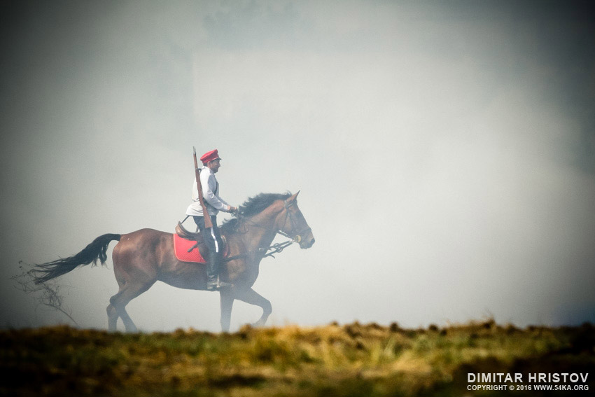 Cavalryman on a horse riding in a mist photography other top rated featured equine photography  Photo