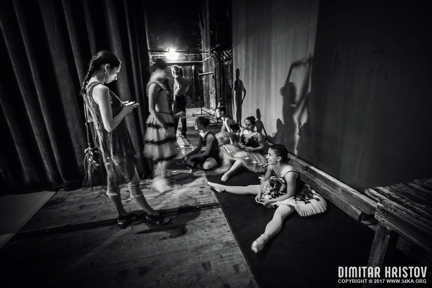 Ballerinas sitting on the warm up backstage photography other featured black and white  Photo