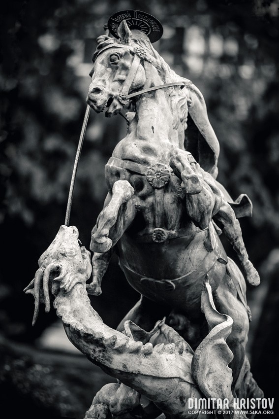 Sculpture St. George the Victorious on horse photography other black and white  Photo