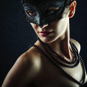 Beautiful Woman Wearing Venetian Carnival Mask