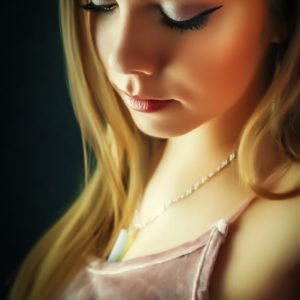 Gentle portrait of a girl with closed eyes