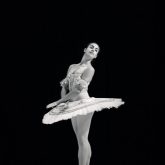 Young ballerina dancer in tutu performing