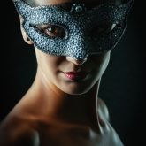 Girl with crystal venice eye mask