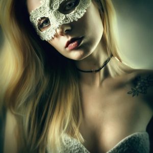 Woman with masquerade carnival mask