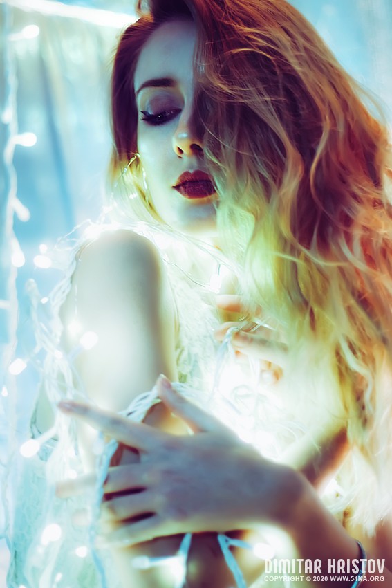 Art fashion studio portrait of a woman in colorful bright neon lights photography fashion daily dose  Photo