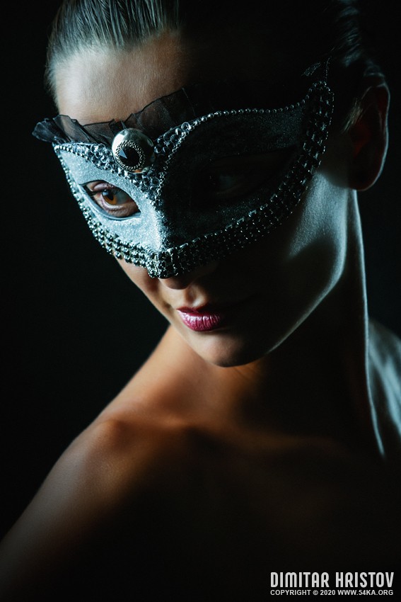 Black stone   Girl with fashion mask   Strobist portrait photography venetian eye mask featured fashion  Photo