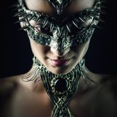 Portrait of a girl with Dragon mask
