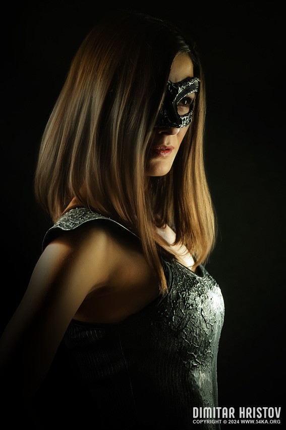 Portrait of a girl with dark mask I photography venetian eye mask portraits featured fashion  Photo