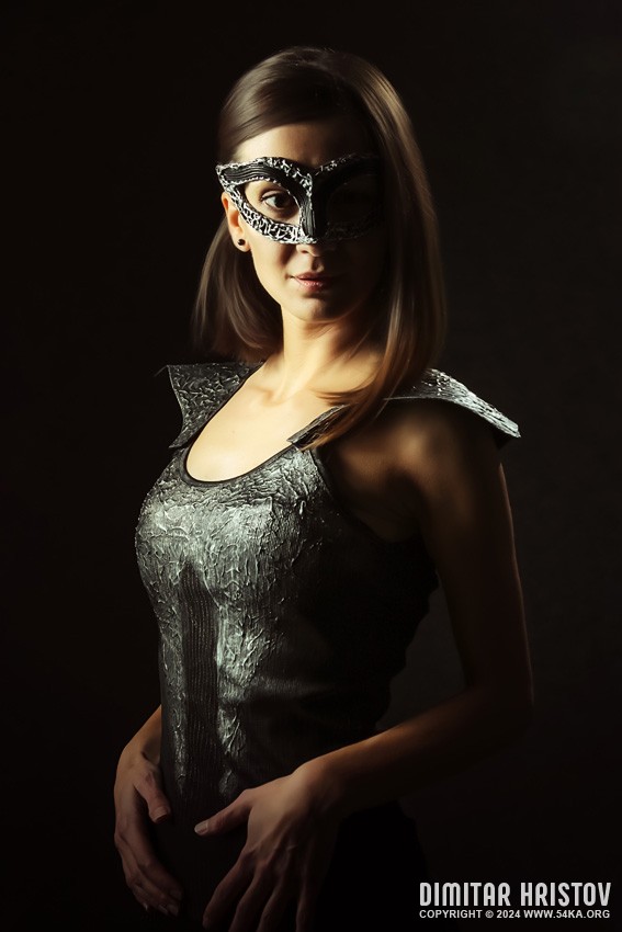 Portrait of a girl with dark mask II photography venetian eye mask portraits featured fashion  Photo